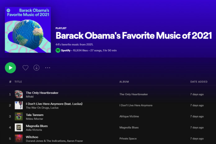 Barack Obama 2021 Spotify Playlist